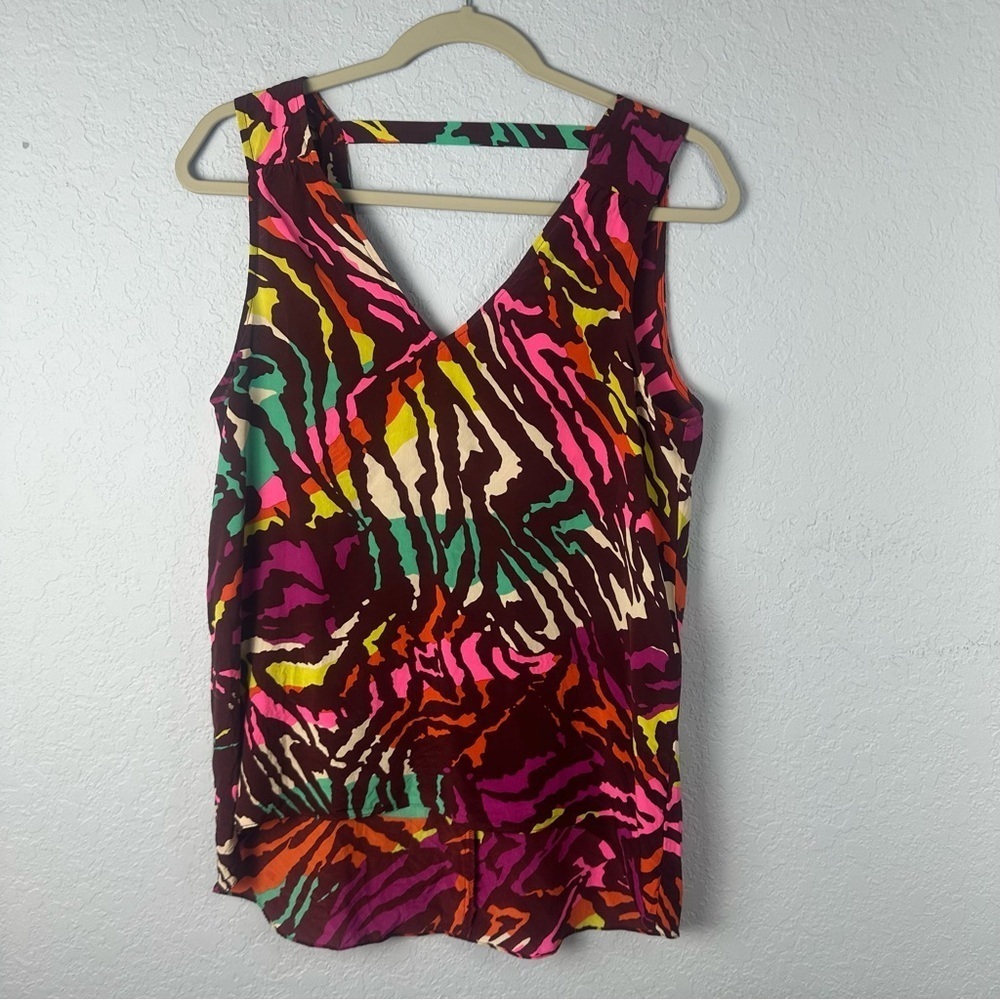 Amanda Uprichard Geometric Silk Sleeveless Top Small
